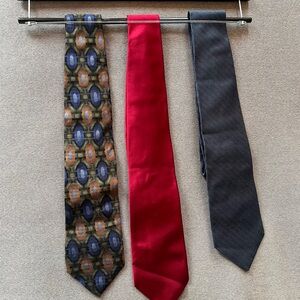 Men’s ties - Red, Blue/Gray , and multicolor Tie Collection - Set of 3